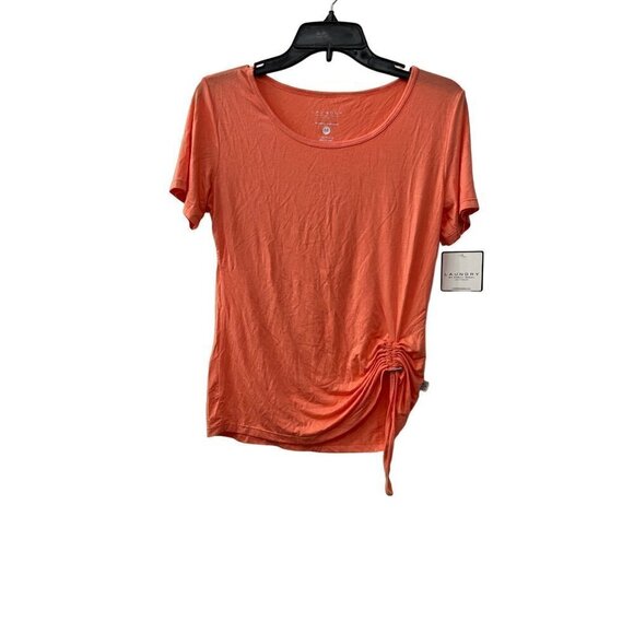 New Laundry by Shelli Segal Size M Orange Ruched Drawstring T Shirt Active wear - Picture 1 of 11